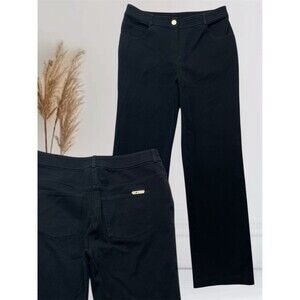 ST. JOHN Women's Size 6 Relaxed Straight Leg High-Rise Black Stretch Pants